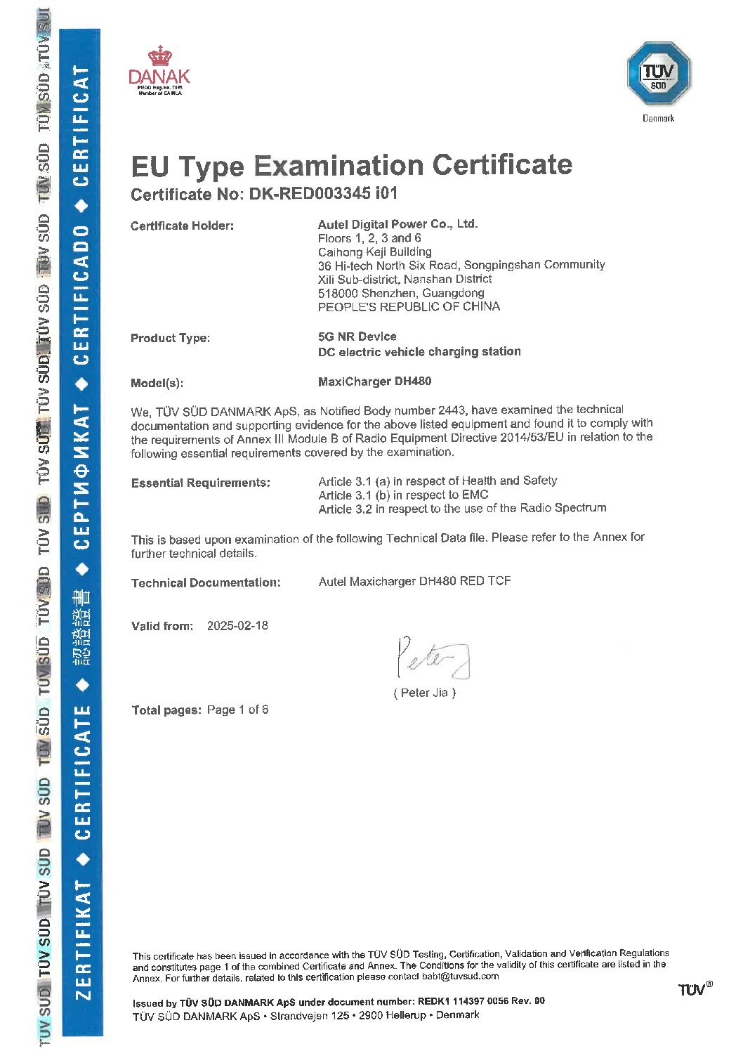 MaxiCharger DH480 CE Certification